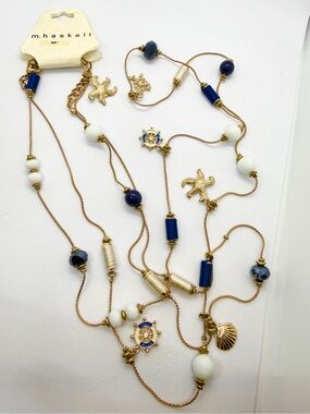 M. Haskell 60" Nautical Charm Station Necklace Starfish Shell Ship Wheel NWT